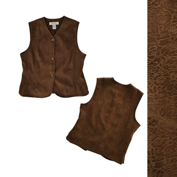 Petite Sophisticate Vest Sleeveless Floral Waistcoat Gilet | EUC | 10P | Brown - Picture 1 of 16